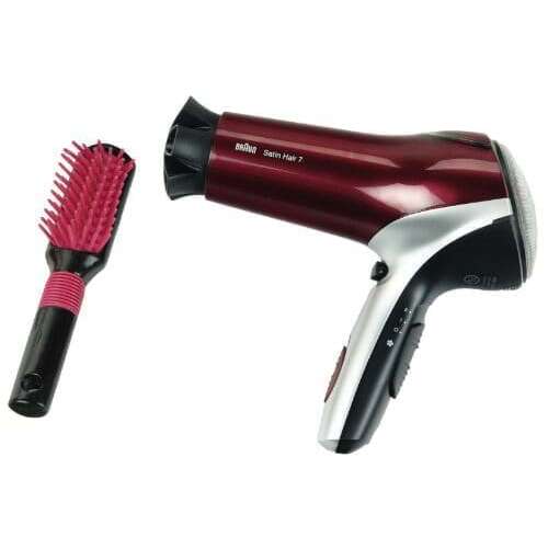 Braun Satin Hair 7 hajszárító kefevel, piros és ezüst, gyerekeknek