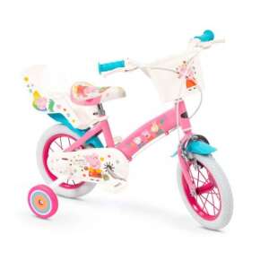 Peppa Pig 12 Zoll rosa Fahrrad mit Stützrädern, Korb und Puppen-Sitz - Fahrrad für Kinder