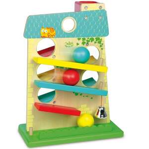 Vilac House of Balls wooden ball run toy for toddlers, with colorful balls and a bell - Developmental Toy for Preschooler