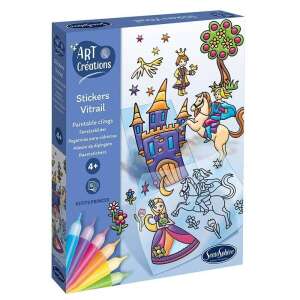 Art & Creations Stickers Vitrail, paint-by-number window clings with princes and princesses, 8 tubes of paint, 3 sheets of stickers, 4+ - Sentosphere