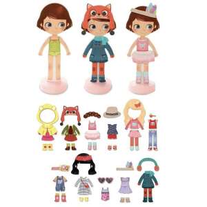Magnetic dress-up game for kids, Chloe doll with 37 magnetic clothes and accessories - Magnetic building game