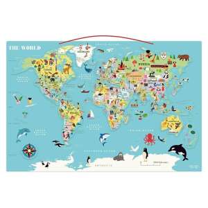 Magnetic World Map with Animals and Landmarks, Educational Toy for Kids - Vilac
