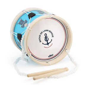 VILAC Wooden Toy Drum with Sticks, Marine Design - Vilac