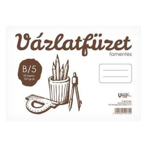 Vázlatfüzet B/5 32 lapos 120 g-os famentes rajzfüzet, vázlatfüzet, rajzpapír, rajzeszközök - Fortuna