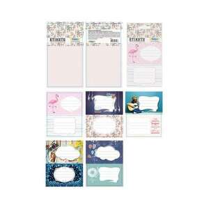 10 darabos színes füzetcímke tinédzser lányoknak, különféle mintákkal, mint flamingók, gitárok és virágok - Füzetcímke