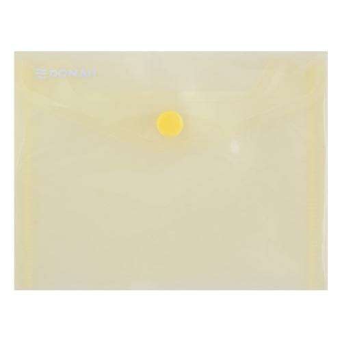 Irattasak DONAU A/6 patentos sárga, plic transparent din plastic pentru documente cu închidere cu buton galben