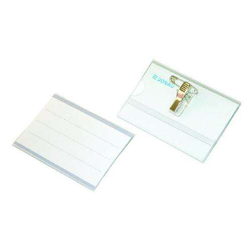 DONAU przezroczysty uchwyt na identyfikator z klipsem i szpilką, 88x55 mm