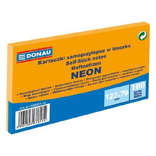 Notes samoprzylepny (karteczki) Neon pomarańczowy 100k [mm:] 127x76 Donau (7588011-12) 102450135