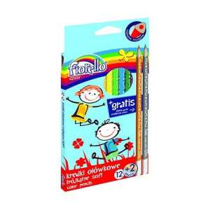 Fiorello 12 + 2 dreiseitige Farbstifte Set, weich, mit 2 zusätzlichen Graphitstiften - Stifte & Bleistifte