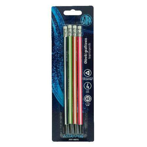 Astrapen Just Write HB Bleistifte mit Radiergummi, 4er Pack