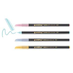 EDDING 1200 pisak z brokatem, 4 szt., zestaw 4 pisaków z brokatem, złoty, srebrny, niebieski, różowy pisak z brokatem - Gra na instrumencie muzycznym, Deska kreślarska, tablica do pisania, Zestaw artykułów piśmiennych, Kreatywna zabawa, Deska kreślarska i Filctoll