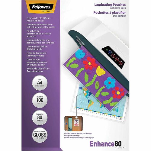 Fellowes Laminálófólia A4 - 80 mikron Fényes Öntapadó