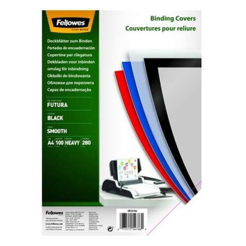 Előlap FELLOWES Futura A/4 280 mikron polipropilén matt fekete 100/csom 110590565
