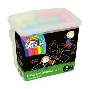 Fiorello Gehsteigkreide, 15 Stück, 7 Farben, in einem Plastikbehälter - Kreiden