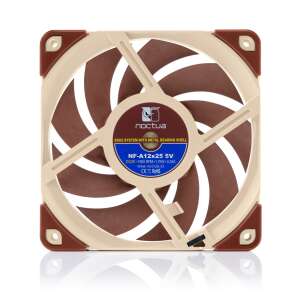 Noctua NF-A12x25 5V 12cm wentylator PC w kolorze brązowym i beżowym, widok z przodu - Wentylator do PC