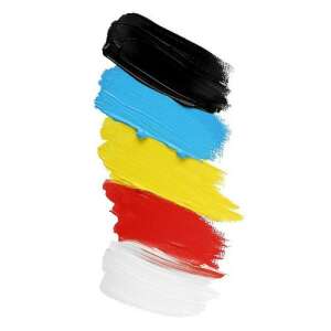 Akrilfesték minták fekete, kék, sárga, piros és fehér színekben - Akrilfesték