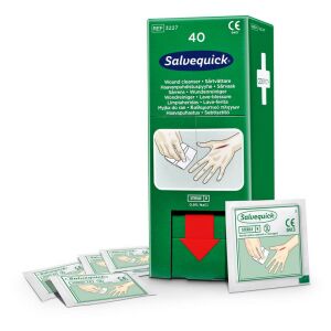 Salvequick Reîncărcare șervețele curățare răni, 40 șervețele sterile cu soluție salină pentru îngrijirea rănilor. - Îngrijire la domiciliu
