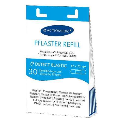 Actionmedic Detect Elastic 30 kusov balenie s detekovateľnými a elastickými náplasťami pre dávkovač EasyAid, 19 x 72 mm