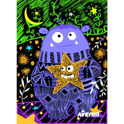 Avenir kaparós készlet lila szörnyecskével, aki egy sárga csillagot tart