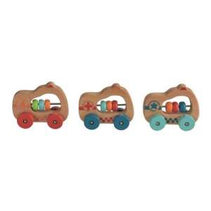Egmont wooden toy car with colorful beads, ambulance, police car, fire truck design - Kids's play car