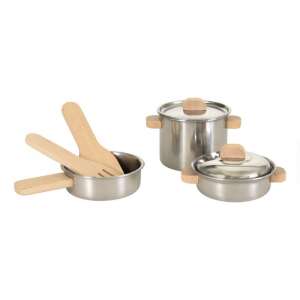 Montessori Play Stainless Steel Cookware Set with Wooden Handles, Egmont Toys 102461932 - Toy kitchen tool