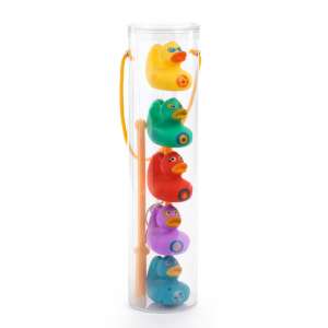 Djeco Fishing Game Colorful Ducklings, a set of 5 colorful ducklings and 2 fishing rods in a clear tube - Interactive Kids' Toy