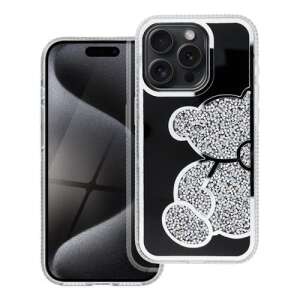 TEDDY BEAR husă iPhone 15 Pro - argintiu, husă de telefon cu design urs de pluș, culoare argintie - OEM Huse telefon