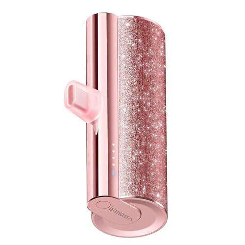 Veger Lipstick-L Power Bank cu conector Lightning - 5000mAh, pentru toate produsele Apple Lightning, încărcare PD3.0 - Rose gold