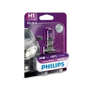Philips VisionPlus H1 12V 55W halogen car headlight bulb, up to 60% more vision - Philips Car bulb