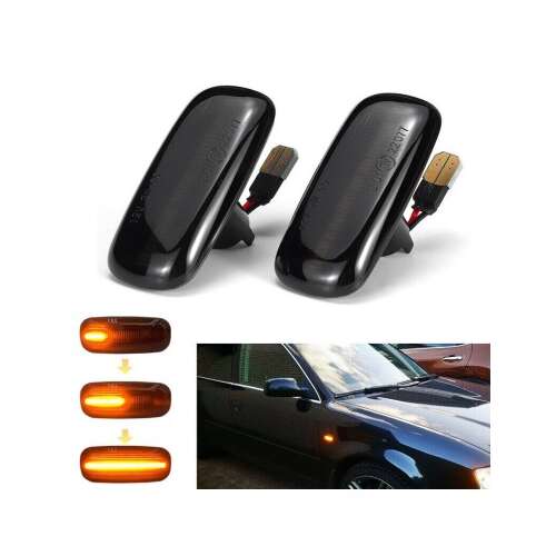 Lămpi laterale LED dinamice pentru Audi A2, A3, A4, A6, A8, TT, cu lentilă fumată, pachet de 2