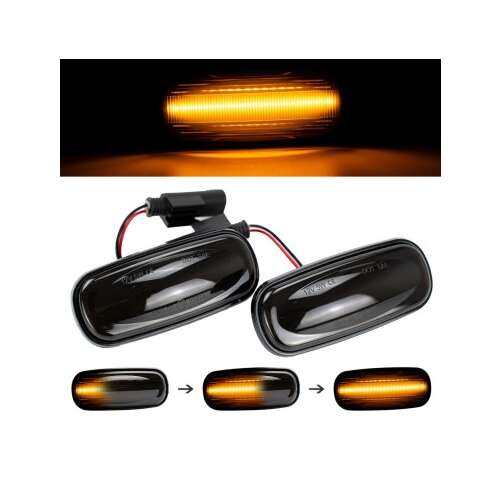 Lampy boczne dynamiczne sekwencyjne LED do Land Rovera Freelander, Discovery, Defender, soczewka dymiona, 2 sztuki