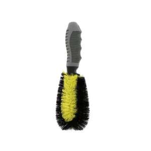 Billionaire Wheel Brush, car wheel cleaning brush with yellow and black bristles and grey handle - Car wash brush