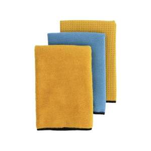 3er Set Mikrofaser-Reinigungstücher, gelb und blau, zum Reinigen von Autofenstern und anderen Oberflächen - Mikrofasertücher