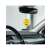 K2 Be Happy car air freshener, mandarin scent, smiley face design, hanging from rearview mirror in car interior