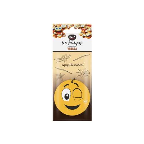 K2 Be Happy Auto-Lufterfrischer, Vanille-Duft, Smiley-Gesicht-Design