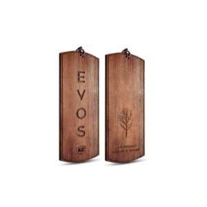 K2 Evos Sparta wooden car air freshener front and back view - K2 Car Air Freshener