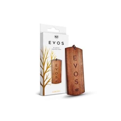 K2 EVOS Samurai wooden car air freshener in packaging