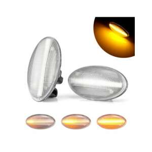 Set de 2 indicatoare laterale LED pentru Citroen C1, C2, C3, C5, C6, Berlingo, lentilă transparentă, dinamic secvențial - Lumini auto