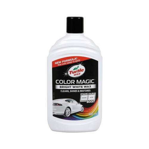 Turtle Wax Color Magic Bright White Wax, 500ml, car polish for white cars, cleans, shines and restores