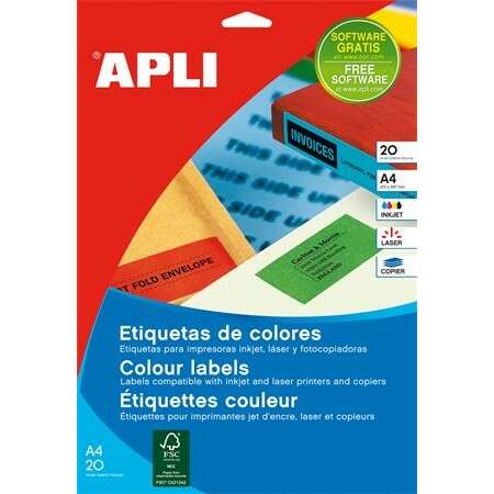APLI 210x297 mm piros Etikett (20 lap)