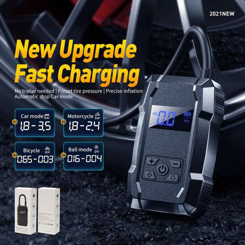 Dunlop Smart 3.8A hordozható légkompresszor autóhoz, motorkerékpárhoz, kerékpárhoz és labdákhoz