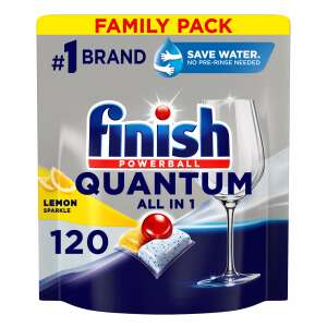 Таблетки за миене на съдове Finish Quantum All in 1, с аромат на лимон, фамилен пакет, 120 броя
