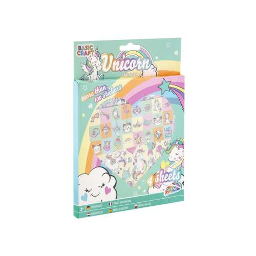Set autocolante unicorn, Grafix, 4 foi, Multicolor