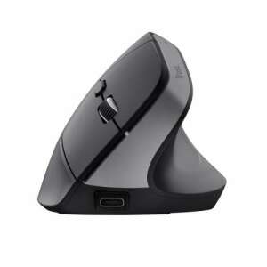 Trust 25146 Bayo+ ergonomic vertical wireless mouse, black, side view - Trust