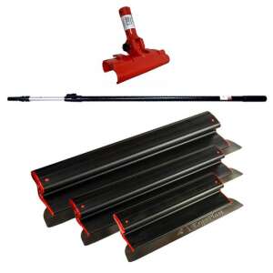 Ergoplast Professional Plastering Trowel Set, 3 pcs, Stainless Steel, 40, 60, 80 cm, with Stand, 1.2-2.2 m Telescopic Handle
