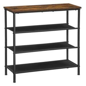 Artool shoe rack, 4 shelves, rustic brown and black, metal and wood, 30x75x71 cm - Furniture