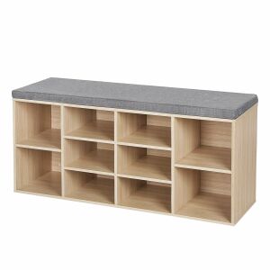 Artool shoe storage bench, 10-shelf oak and gray hallway pantofar - Furniture