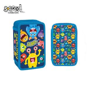 Scary Monster pencil case with 3 compartments, blue, Daemi - Pencil Case