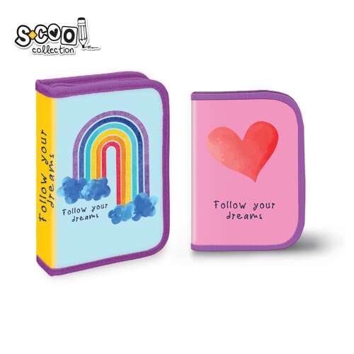 Daemi Follow Your Dreams pencil case with rainbow and heart design