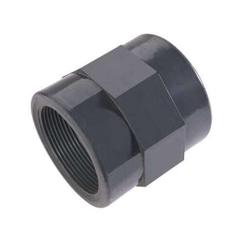 PVC threaded coupling, 32mm x 1 inch, grey